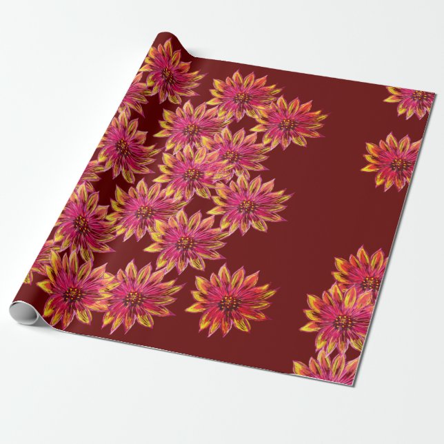 Blommigt DreM fLOWERS dIGITAL teckning Presentpapper (Utrullad)