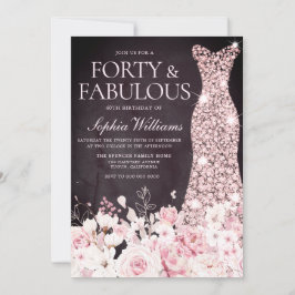 Blommigt & Dress Burgundy 40:e födelsedagen Party Inbjudningar