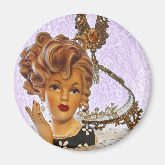 Blommigt Dress för snyggt Dam Head Vas Spiral Curl Magnet