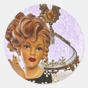 Blommigt Dress för snyggt Dam Head Vas Spiral Curl Runt Klistermärke