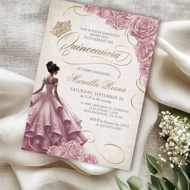  Blommigt Dress Quinceañera Inbjudningar (Skapare uppladdad)
