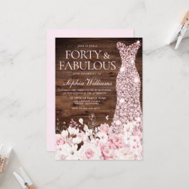 Blommigt & Dress Rustic 40:e födelsedagen Party Inbjudningar