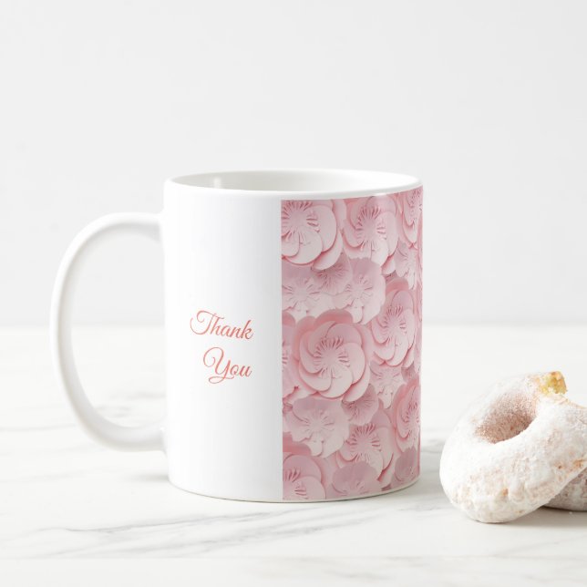 Blommigt Drinkware Tack Mugg Soft Rosa Färg (Med munk)