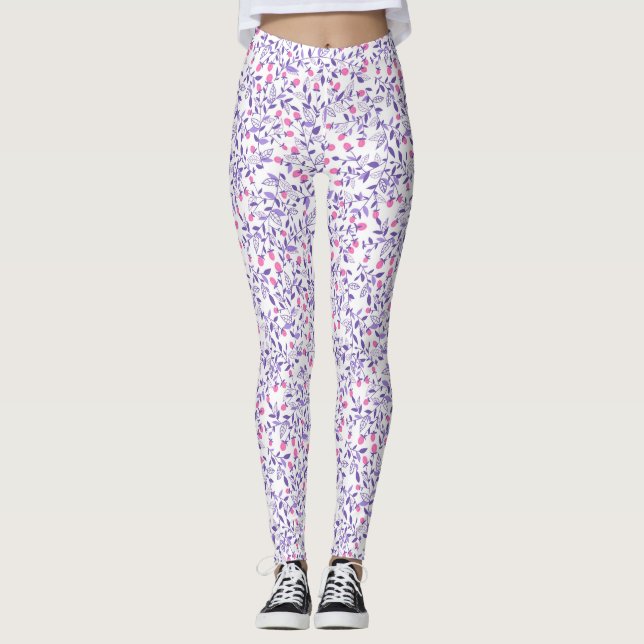 Blommigt Dudles rosa och violett Leggings (Framsida)