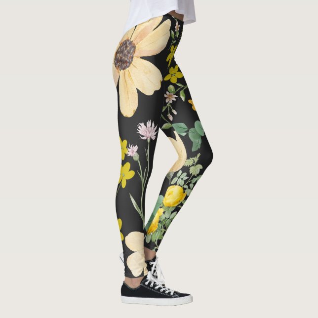 Blommigt Dusk Embrace: Midnight Bloom Leggings (Höger)