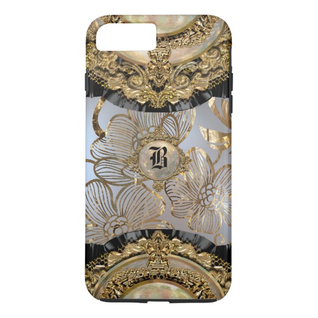 Blommigt Dusk Viva Monogram Plus Case-Mate iPhone Skal (Baksida)