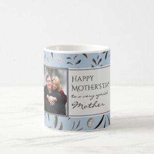 Blommigt DUSKY BLUE Lycklig Mors dag MOR fotot Kaffemugg