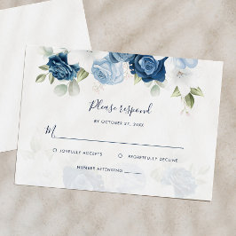 Blommigt Dusty Blue Blommigt Script Bröllop OSA Kort