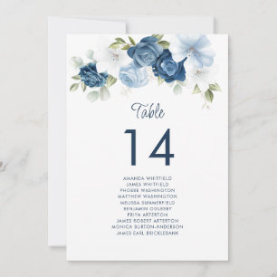 Blommigt Dusty Blue Bordsnummer 14 Bröllop Sittpla