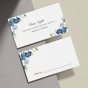 Blommigt Dusty Blue Bröllop Datum Nights Burk Visitkort