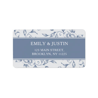 Blommigt Dusty Blue Elegant bröllop Adress Adressetikett