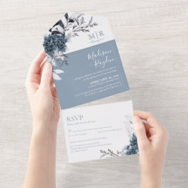 Blommigt Dusty Blue Elegant bröllop allt i ett