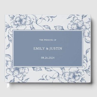 Blommigt Dusty Blue Elegant bröllop Gästböcker
