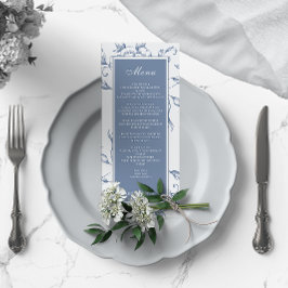 Blommigt Dusty Blue Elegant bröllop Meny