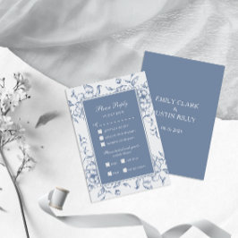 Blommigt Dusty Blue Elegant bröllop OSA Kort