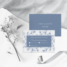 Blommigt Dusty Blue Elegant bröllop OSA Kort