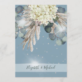 Blommigt Dusty Blue Eucalyptus Elegant bröllop Inbjudningar