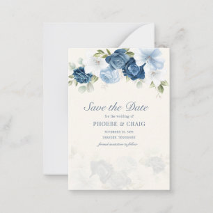 Blommigt Dusty Blue Eucalyptus Löv Spara datum Anteckningskort