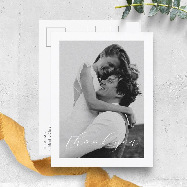 Blommigt Dusty Blue Hydrangea Bröllop Tack Vykort (Skapare uppladdad)