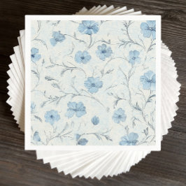 Blommigt Dusty Blue Land Garden Elegant bröllop Pappersservett