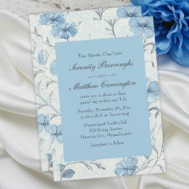 Blommigt Dusty Blue Land Garden Wedding Wedding Inbjudningar