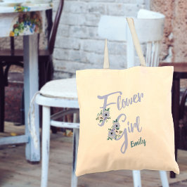 Blommigt Dusty Blue Personlig Flower Girl Tygkasse