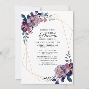 Blommigt Dusty Blue Script Geometric Möhippa Inbjudningar