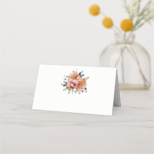 Blommigt Dusty Orange Ro Vin Red Orchids Bröllop Placeringskort