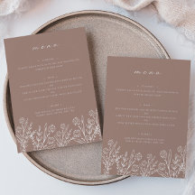 Blommigt Dusty Ro 5 x 7 tum Bröllop Flat Menu