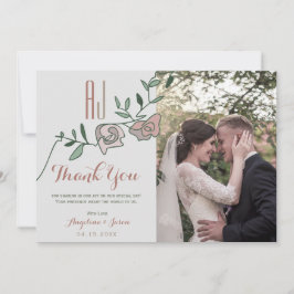 Blommigt Dusty Ro Photo Bröllop Tack Kort