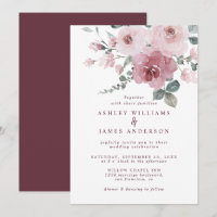 Blommigt Dusty Rosa ros Burgundy Bröllop