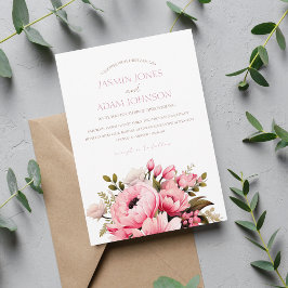 Blommigt Dusty Rosa WildblommSummer Garden Wedding Inbjudningar