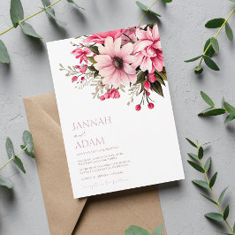 Blommigt Dusty Rosa WildblommSummer Garden Wedding Inbjudningar