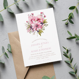 Blommigt Dusty Rosa WildblommSummer Garden Wedding Inbjudningar