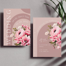 Blommigt Dusty Rosa WildblommSummer Garden Wedding Inbjudningar
