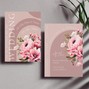 Blommigt Dusty Rosa WildblommSummer Garden Wedding Inbjudningar