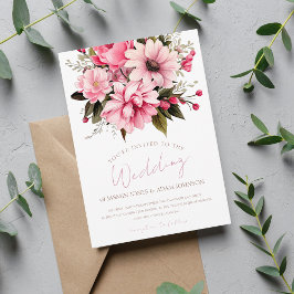 Blommigt Dusty Rosa WildblommSummer Garden Wedding Julkort