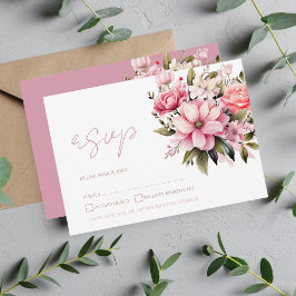 Blommigt Dusty Rosa WildblommSummer Garden Wedding OSA Kort