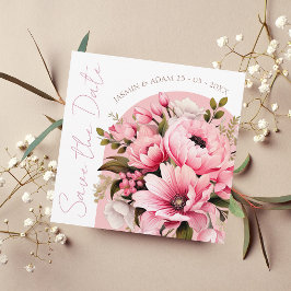 Blommigt Dusty Rosa WildblommSummer Garden Wedding Spara Datumet