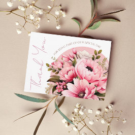 Blommigt Dusty Rosa WildblommSummer Garden Wedding Tack Kort