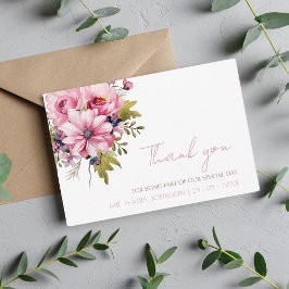 Blommigt Dusty Rosa WildblommSummer Garden Wedding Tack Kort