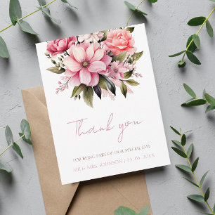 Blommigt Dusty Rosa WildblommSummer Garden Wedding Tack Kort