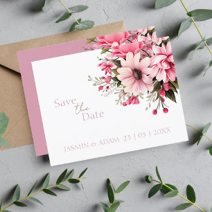 Blommigt Dusty Rosa Wildblomskonsommaren Spara dat Vykort
