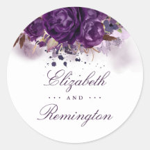 Blommigt Eggplant Lila Watercolor Bröllop