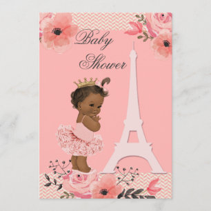 Blommigt Eiffel Torn Ethnic Princess i Tutu Shower Inbjudningar