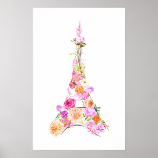 Blommigt eiffel torn poster