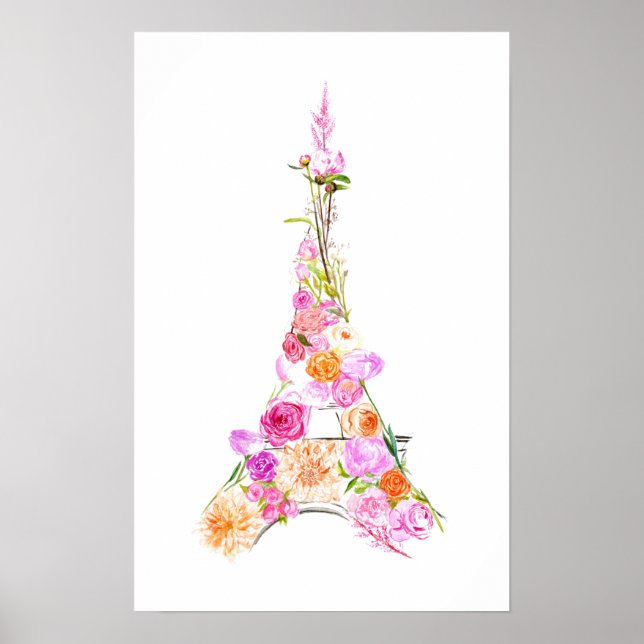Blommigt eiffel torn poster (Framsidan)