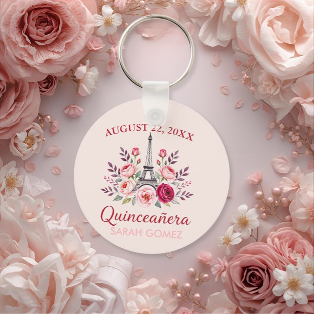 blommigt eiffel torn quinceanera nyckelring (Skapare uppladdad)