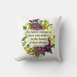 Blommigt Eleanor Roosevelt Quote Dekorativ kudde