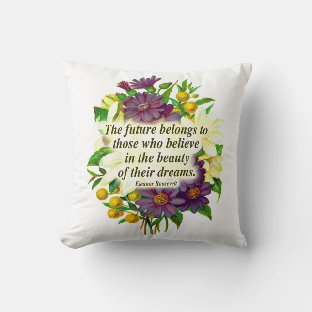 Blommigt Eleanor Roosevelt Quote Dekorativ kudde (Framsida)